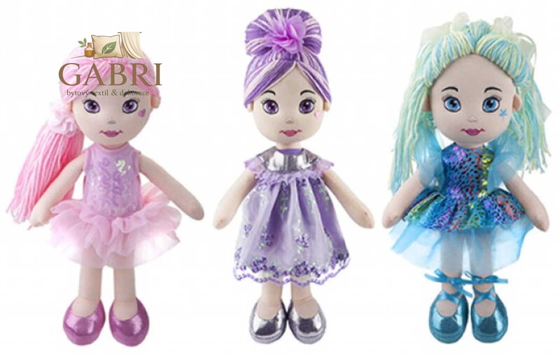 Panenka látková soft textilní 35cm hadrová víla 3 druhy