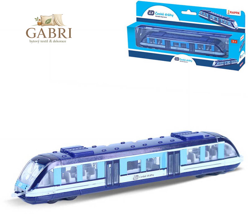Vlak regionální České dráhy osobní vagon 17cm volný chod kov v krabici