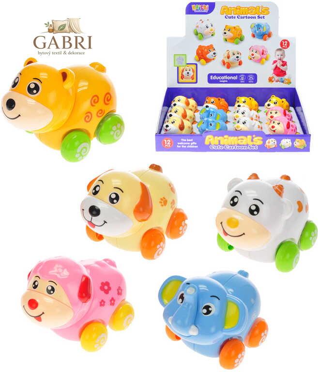 Zvířátko baby na kolečkách na setrvačník kývající hlavička 6 druhů plast