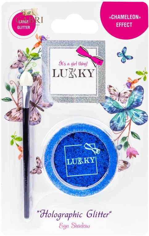 LUKKY Oční stíny gelové dětské s holgrafickými třpytkami a štětcem Modré