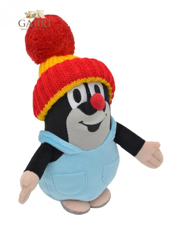 MORAVSKÁ ÚSTŘEDNA Krtek 20 cm, kalhotky, kulich červeno-žlutý, plyšová hračka