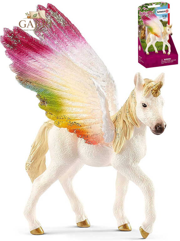 SCHLEICH Koník okřídlený duhový jednorožec hříbě figurka ručně malovaná