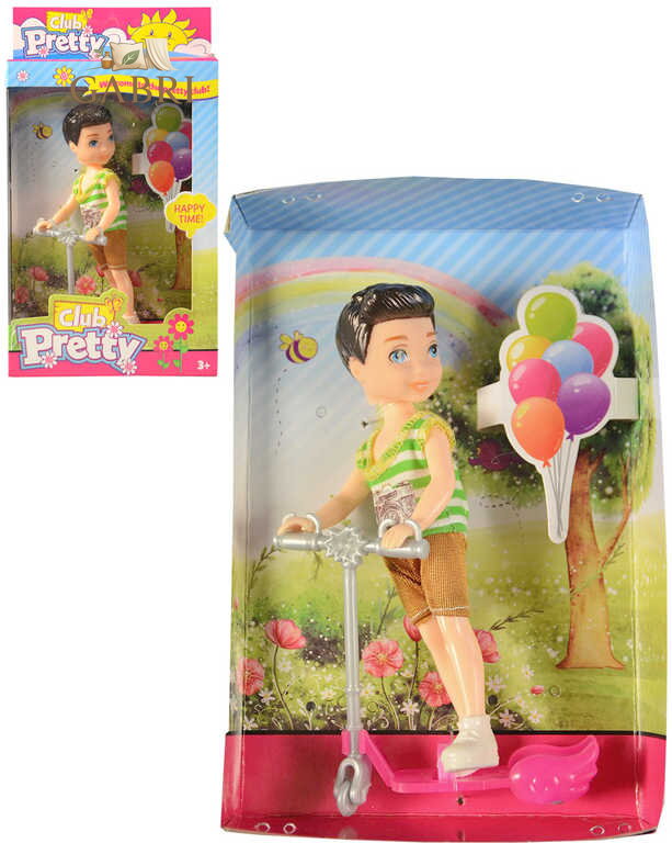 Panák kluk malý 13cm s koloběžkou herní set v krabičce