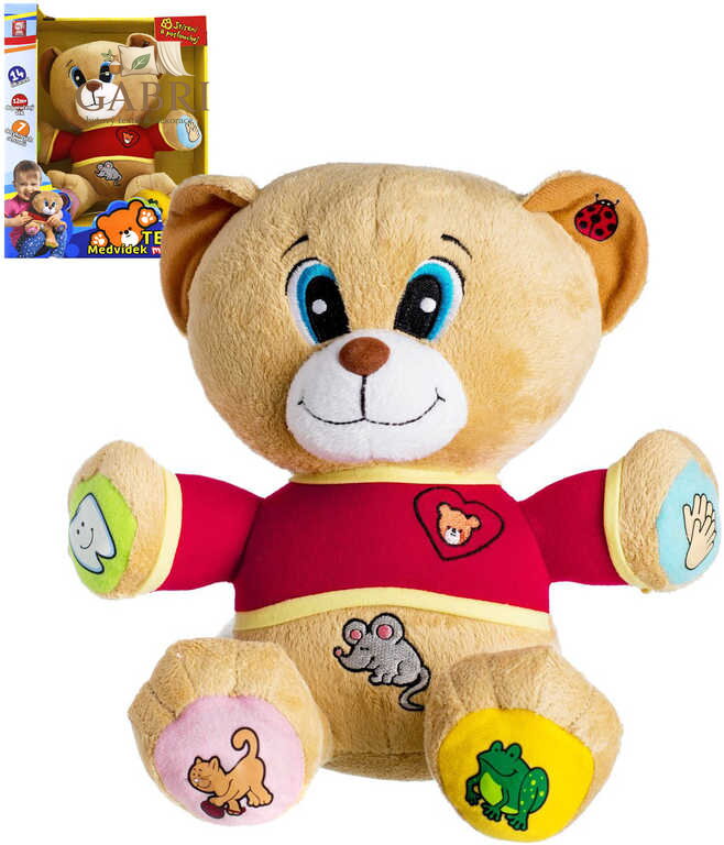 PLYŠ Medvěd Tedík 30cm CZ česky mluvící naučný na baterie říkanky Zvuk