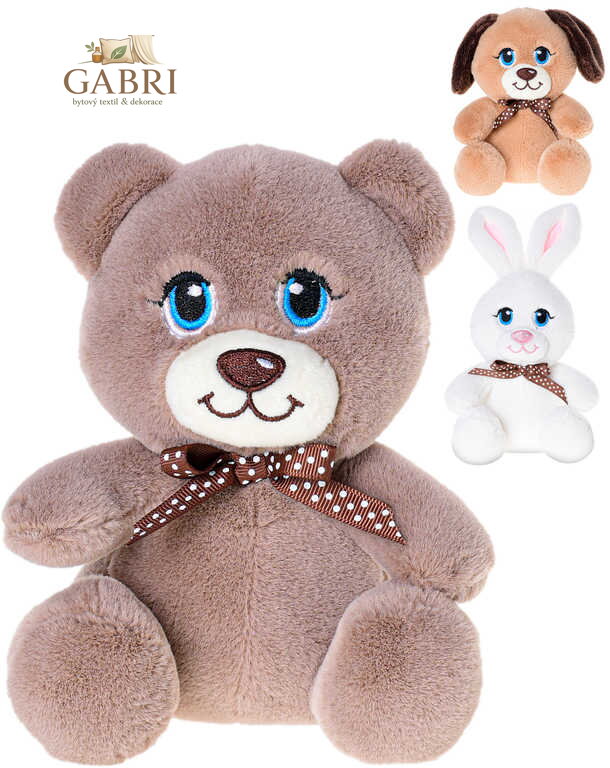 PLYŠ Zvířátko baby 15cm sedící s mašlí 3 druhy *PLYŠOVÉ HRAČKY*