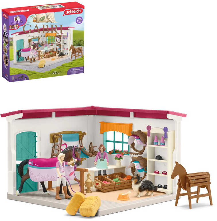 SCHLEICH Obchod pro koně herní set koník se 2 figurkami s doplňky plast