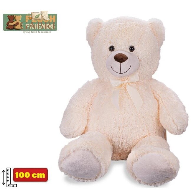 PLYŠ Medvěd 100cm krémový velký s mašlí *PLYŠOVÉ HRAČKY*