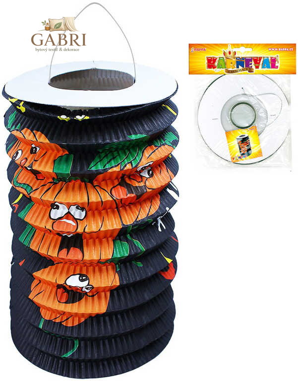 KARNEVAL Lampion Veselé dýně oválný papírový 15cm na svíčku