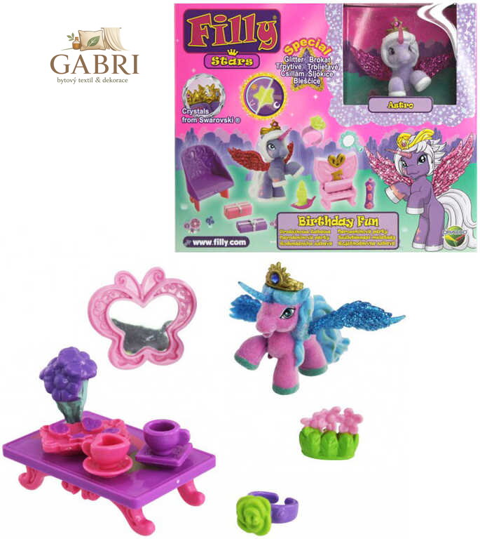 EP Line Filly Stars Glitter hrací set koník s kartou a doplňky v krabici 4 druhy