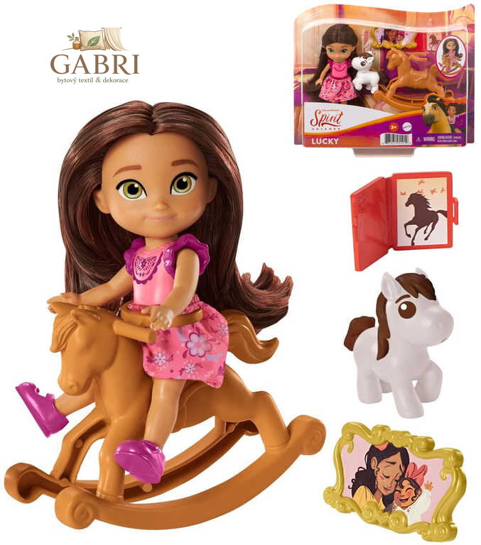 MATTEL SPIRIT Malá Lucky panenka kloubová 14cm set s koníkem a doplňky