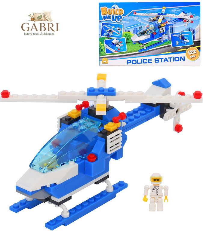 Stavebnice BuildMeUP Policejní stanice Helikoptéra 122 dílků plast
