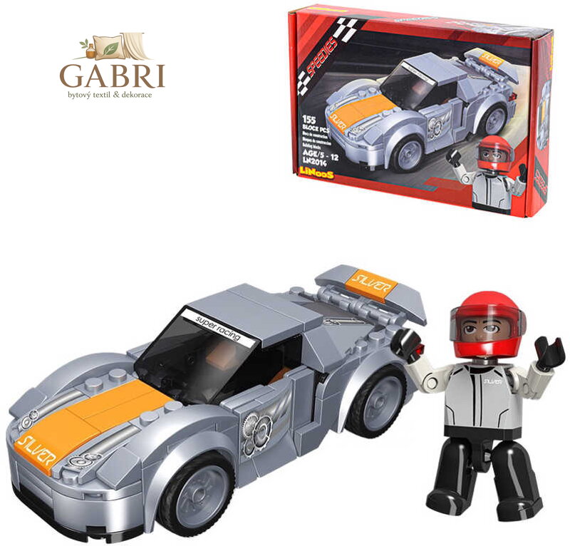 Stavebnice LiNooS Auto sportovní volný chod 168 dílků plast