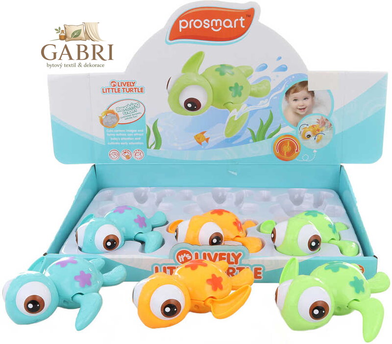 Želvička baby plavající do vany natahovací 12cm do vody 3 barvy plast