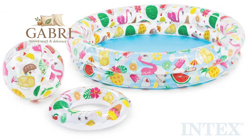 INTEX Set nafukovací bazén 114x25cm s míčem a plavacím kolem do vody 59460