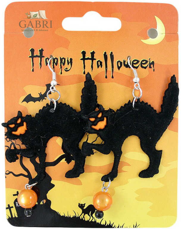 KARNEVAL Náušnice 1 pár kočky čarodějnické KARNEVALOVÝ DOPLNĚK