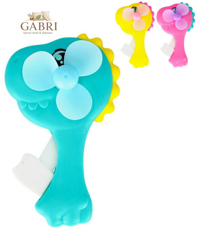 MEGA CREATIVE Větráček do ruky Dinosaurus manuální větrák 3 barvy