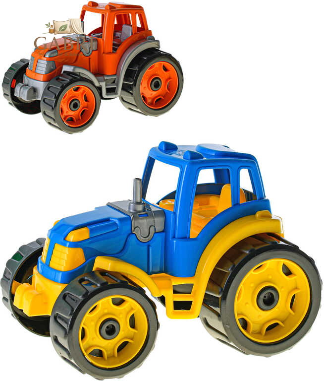 Traktor baby barevný plastový 25cm volný chod na písek 2 barvy