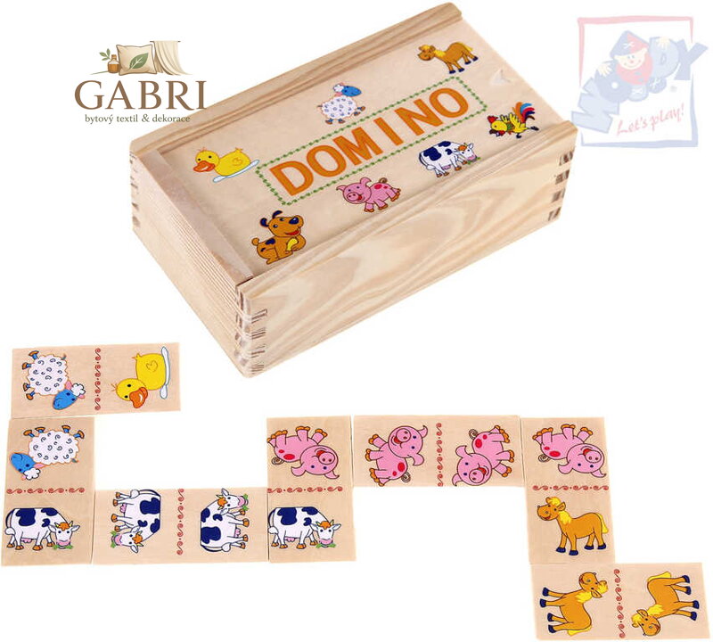 WOODY DŘEVO Minidomino Zvířátka *DŘEVĚNÉ HRAČKY*