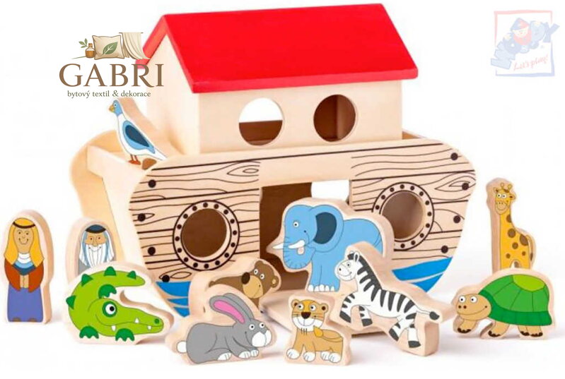 WOODY DŘEVO Noemova archa herní set loď se zvířátky *DŘEVĚNÉ HRAČKY*