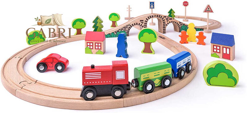 WOODY DŘEVO Vláčkodráha osmička set 40 dílků *DŘEVĚNÉ HRAČKY*
