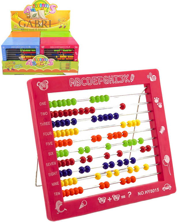 Počítadlo stojací kuličkové 100 kuliček plast 4 barvy