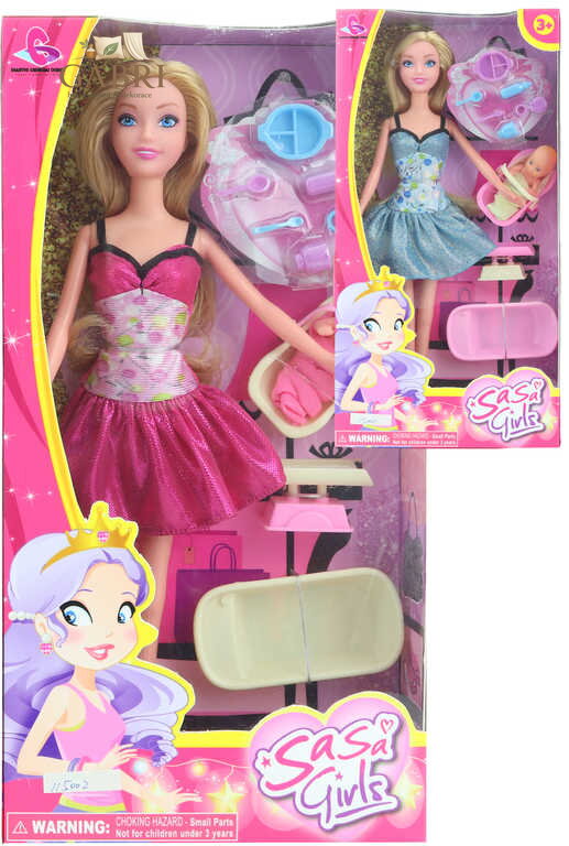 Panenka 30cm set trendy maminka s miminkem a doplňky 2 druhy plast