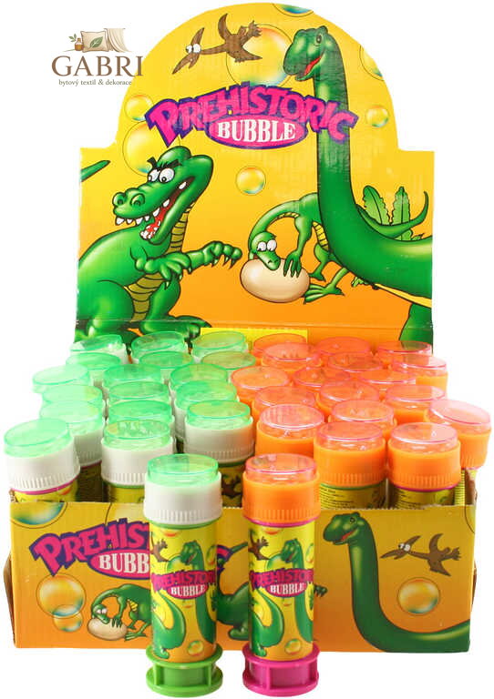 Bublifuk Dinosauři 12cm dětský bublifukovač s hrkávkou bludiště 50ml 2 barvy