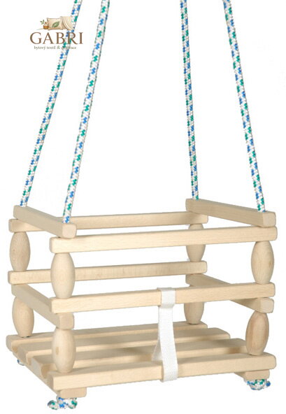 DŘEVO Houpačka závěsná se zábranou přírodní natur do 80kg