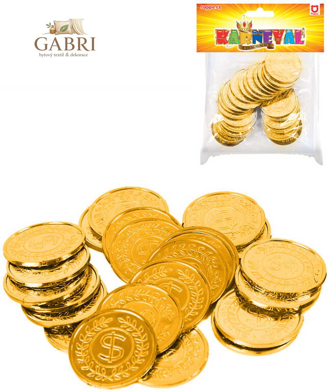 KARNEVAL Zlaté mince zlaťáky set 24ks v sáčku *KARNEVALOVÝ DOPLNĚK*