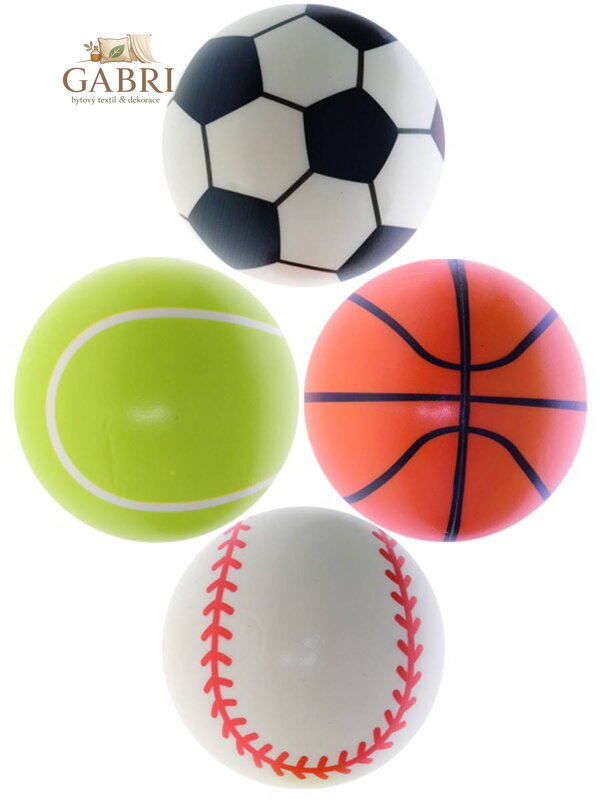 Míček pěnový balonek 11cm s potiskem sport 4 barvy