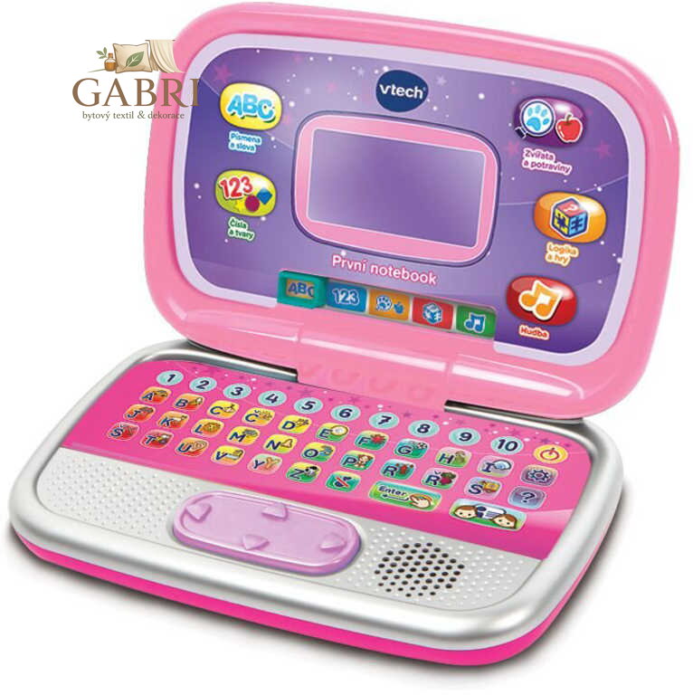 Vtech První notebook dětský zábavný počítač s aktivitami na baterie růžový CZ Zvuk
