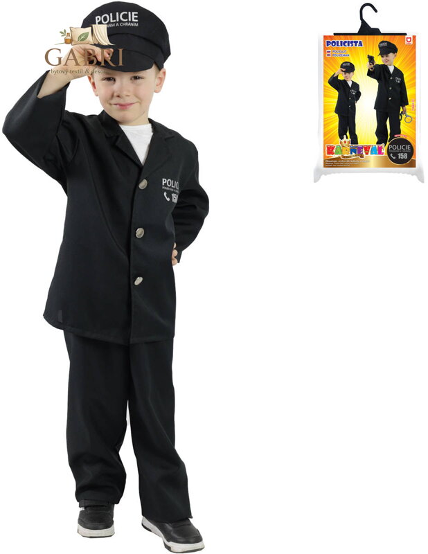 KARNEVAL Šaty policista s čepicí CZ vel.S (110-116cm) 4-6 let *KOSTÝM*