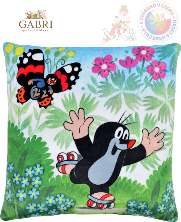 MORAVSKÁ ÚSTŘEDNA Polštář 25x25cm Krtek (Krteček) bruslař