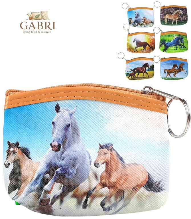 Peněženka dětská koníci 11x9cm na zip 6 druhů v sáčku