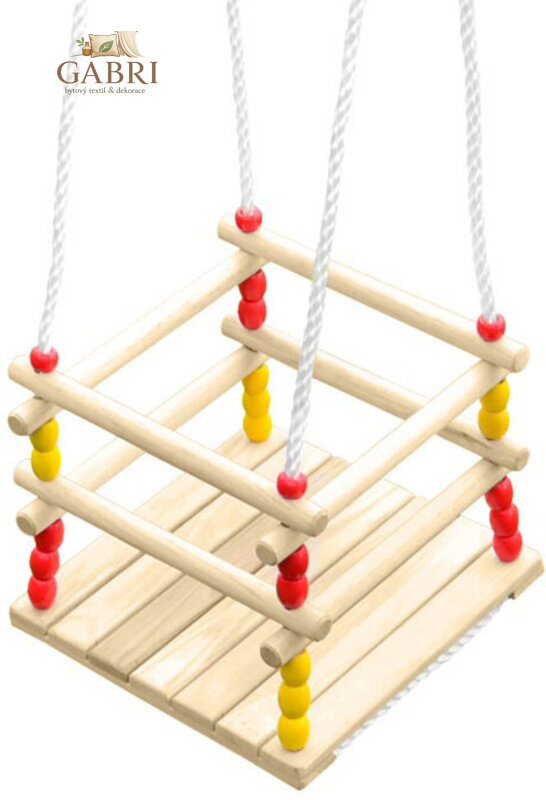 DŘEVO Houpačka natur závěsná s ohrádkou do 80kg *DŘEVĚNÉ HRAČKY*