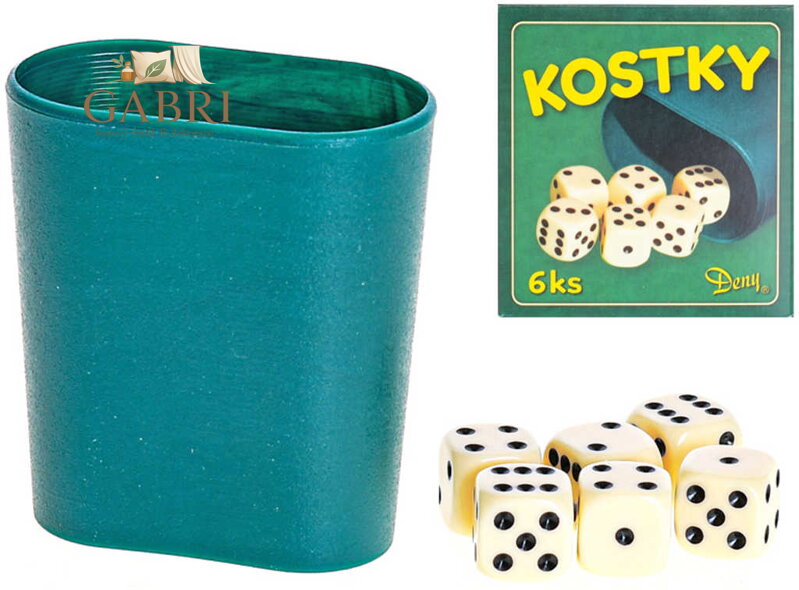 Hra Kostky hrací set 6ks s kelímkem plast v krabici