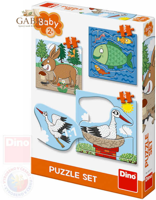 DINO Baby puzzle Kde žijí zvířátka 18x18cm skládačka 3v1 velké dílky