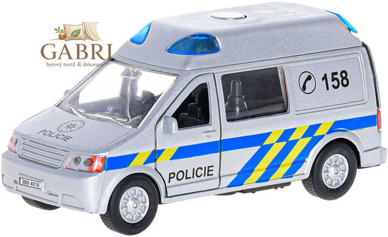 Auto policie dodávka český design CZ 14cm na baterie Světlo Zvuk kov