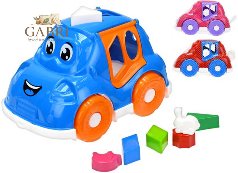 Baby autíčko set s vkládacími tvary různé barvy pro miminko plast