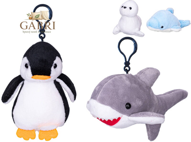 PLYŠ Klíčenka zvířátko mořské přívěsek na klíče 4 druhy