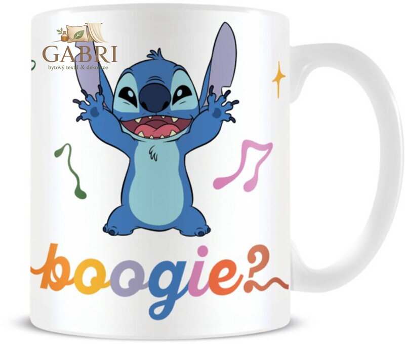 Keramický dětský hrnek bílý s potiskem Lilo a Stitch Boogie? 315ml