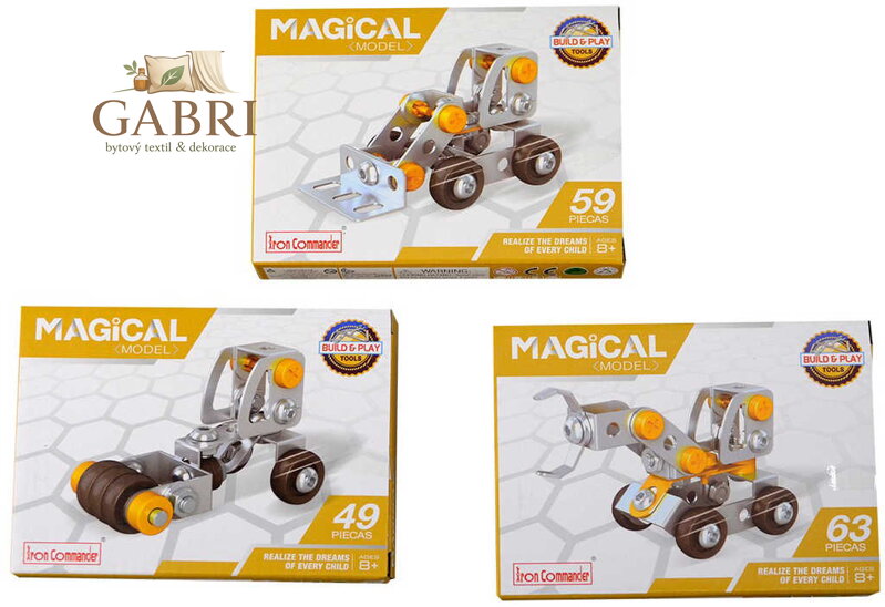 Stavebnice Auto kovové pracovní šroubovací set 49-63 dílků s nástroji 6 druhů