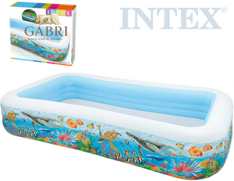 INTEX Bazén rodinný obdelník nafukovací 305x56x183cm mořský svět 58485