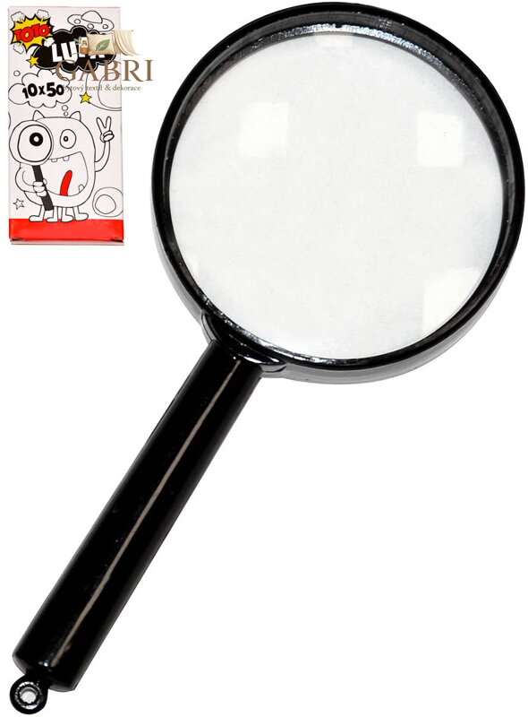 Lupa dětská černá klasická zvětšovací sklo v krabičce plast/sklo