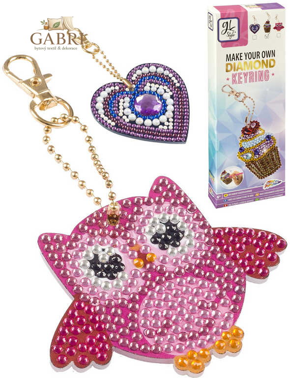 GRAFIX Diamantové malování Výroba dětské klíčenky kreativní set 3 druhy
