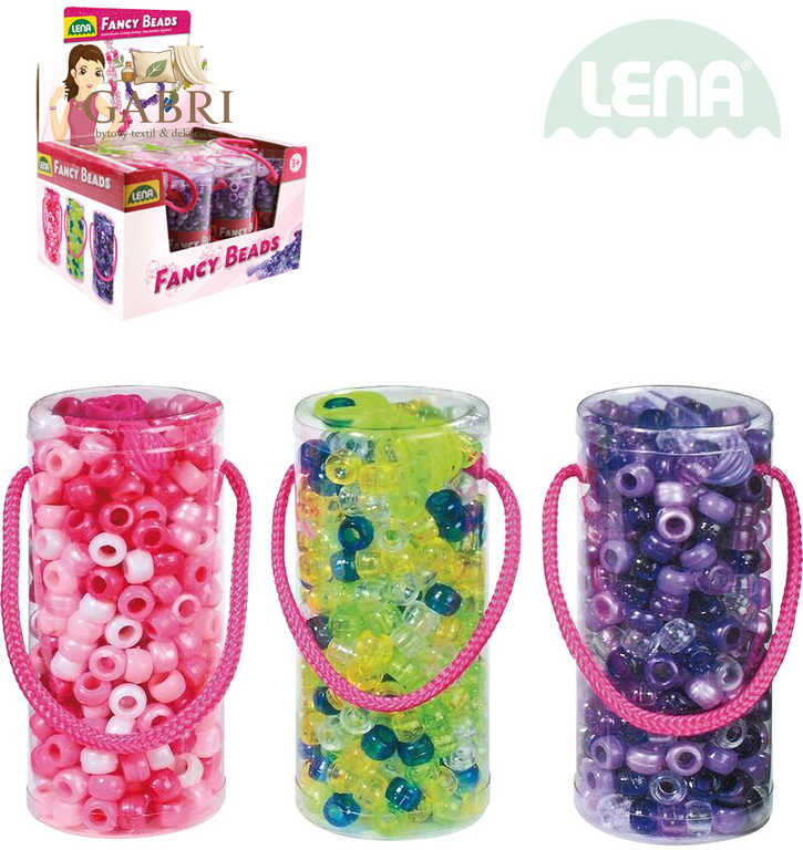 LENA Korálky perly set v doze se šňůrkou různé barvy plast 32720