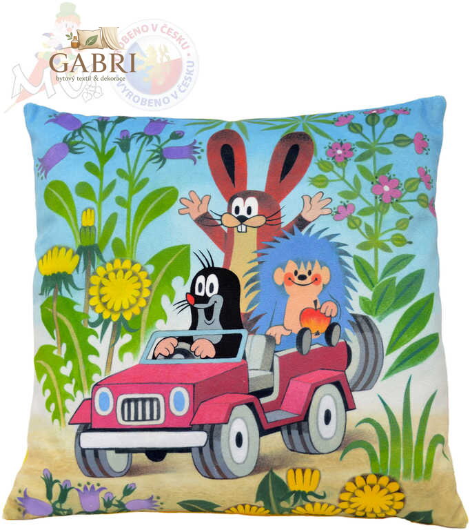 MORAVSKÁ ÚSTŘEDNA Polštář Krtek Jeep (Krteček) 30x30cm PLYŠ