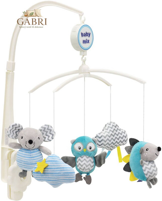 Kolotoč baby nad postýlku zvířátka mix 3ks s melodiemi Zvuk pro miminko