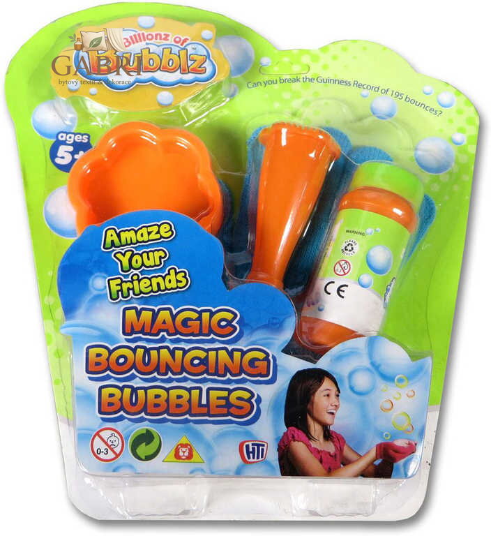 Bublifuk zábavný skákající bubliny set s rukavicí a doplňky na kartě