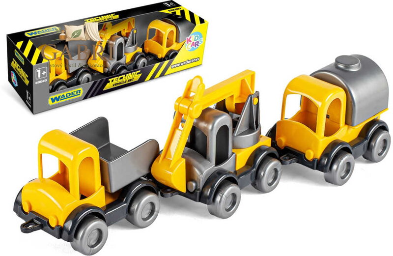 WADER Kid Cars auto baby stavební 10cm set 3ks v krabici plast